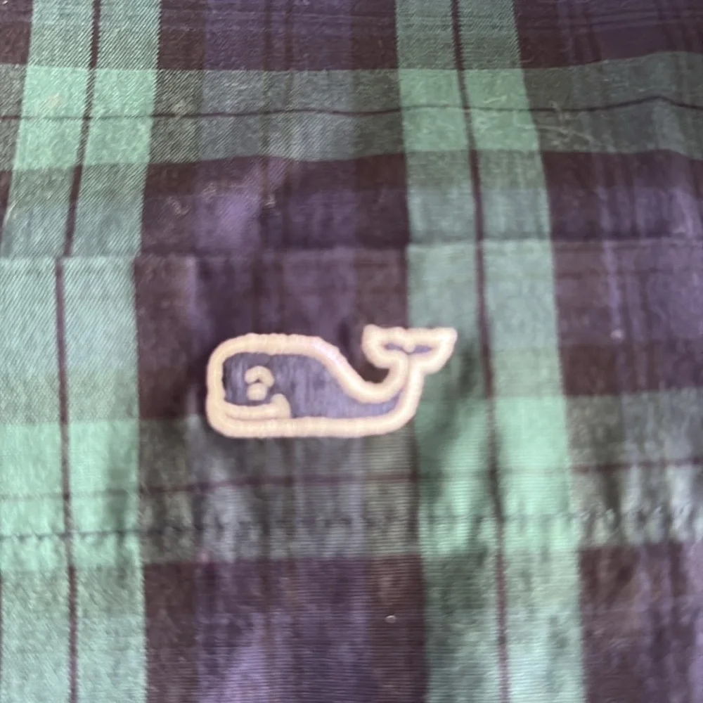 Vineyard Vines Men's Green and Blue Plaid Shirt - Picture 4 of 7